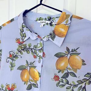 Desigual XL 100% cotton fresh lemon button down shirt